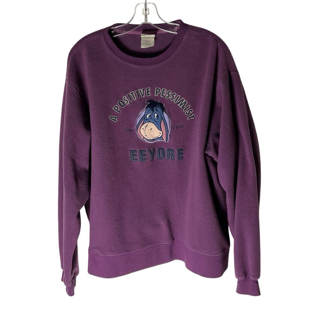 Disney‎ Eeyore Positive Pessimist Fleece Pullover Sweatshirt Purple Size XL
